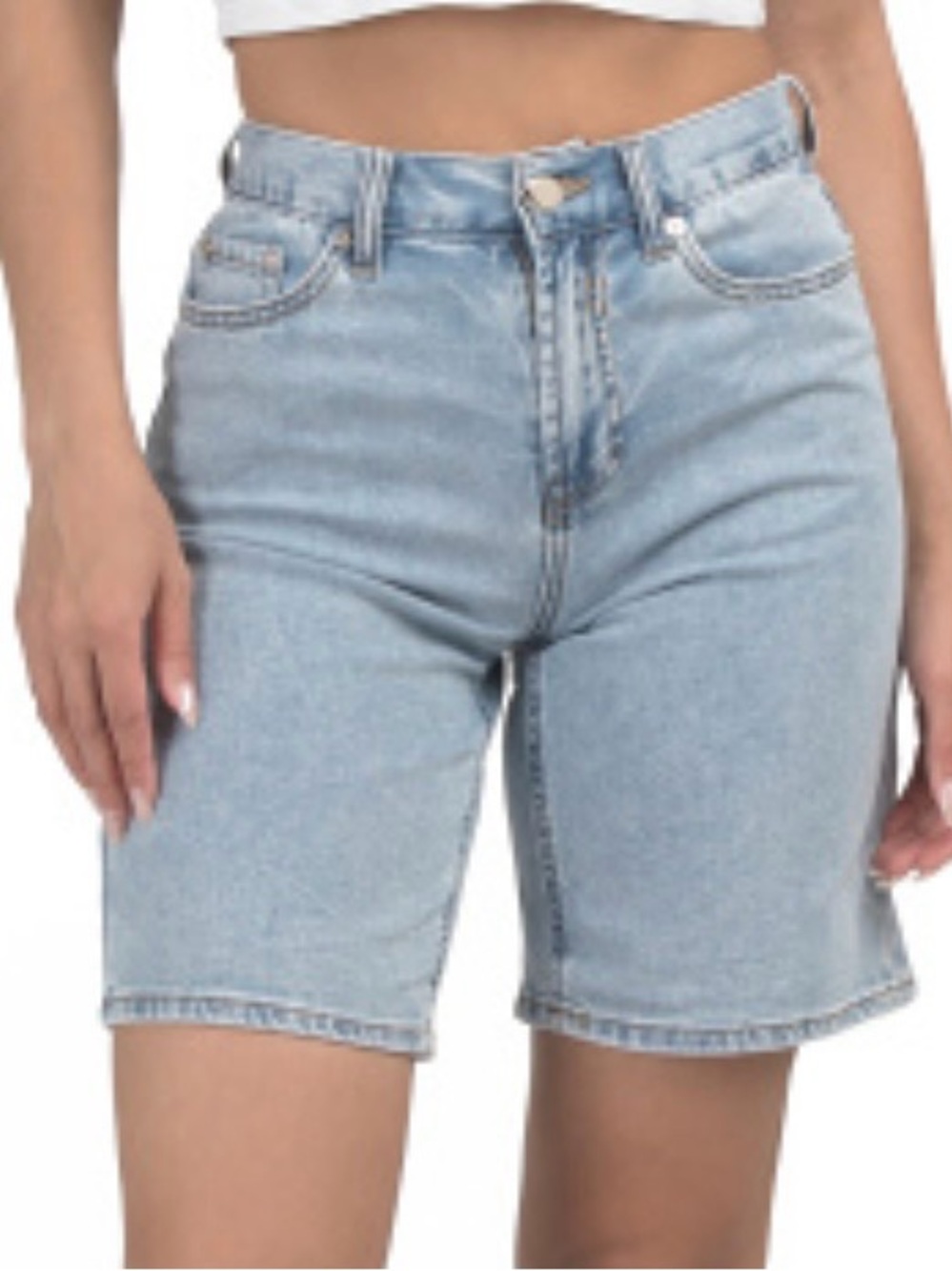 Oat New York High-Rise Light Blue Denim Bermuda Shorts